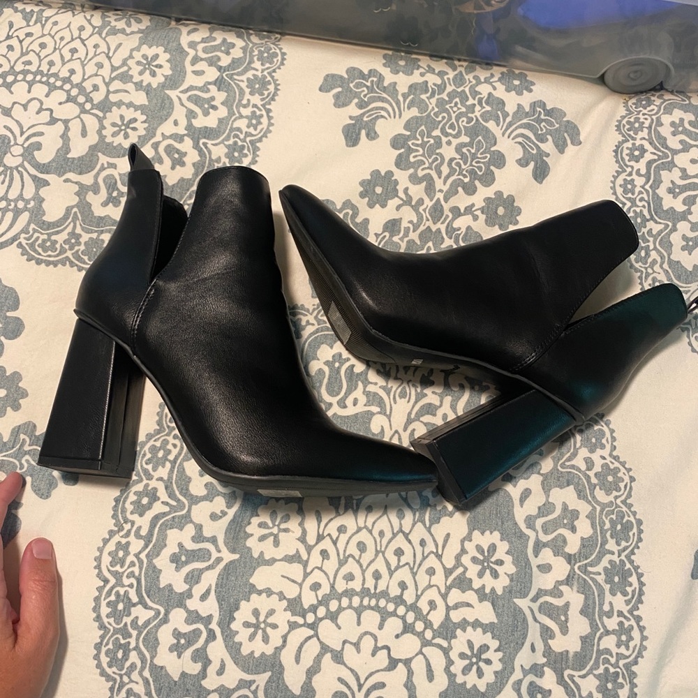 Black Block Heel Booties - Picture 3 of 8